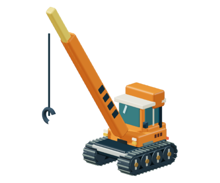 Yellow toy crawler crane