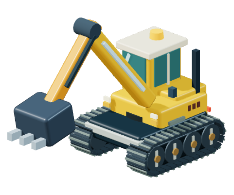 Yellow toy tracked excavator