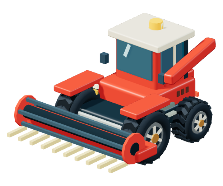 Red toy combine harvester