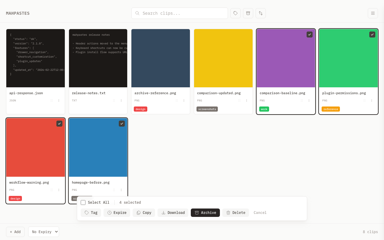 Bulk actions toolbar