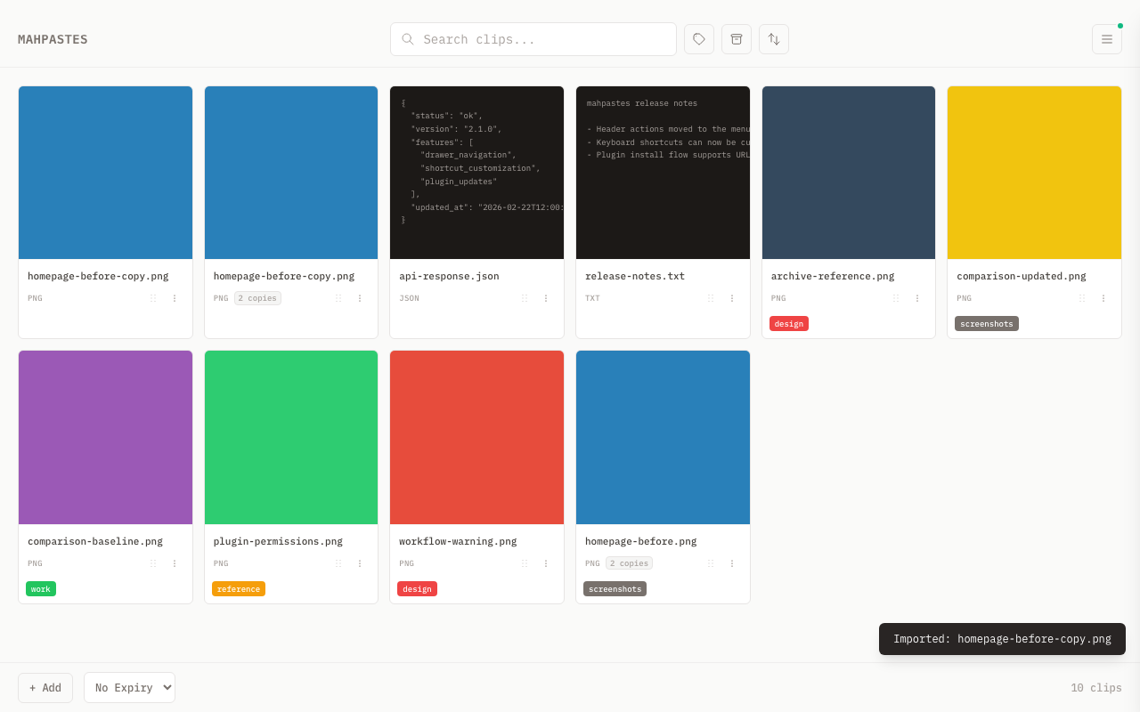 Duplicate detection badges on clip cards