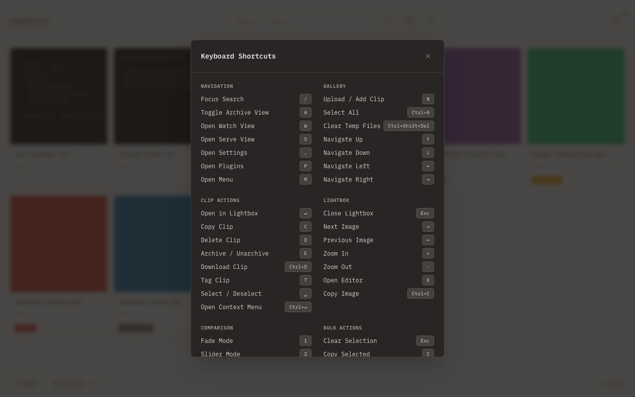 Keyboard shortcuts cheatsheet
