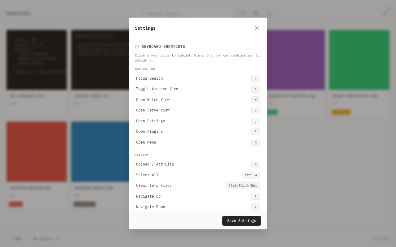 Keyboard shortcut settings