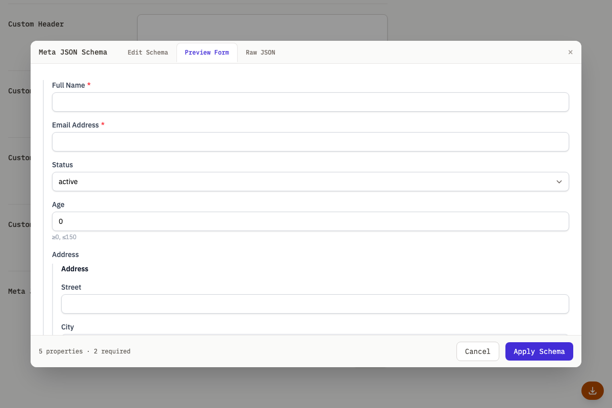 Schema Editor Preview