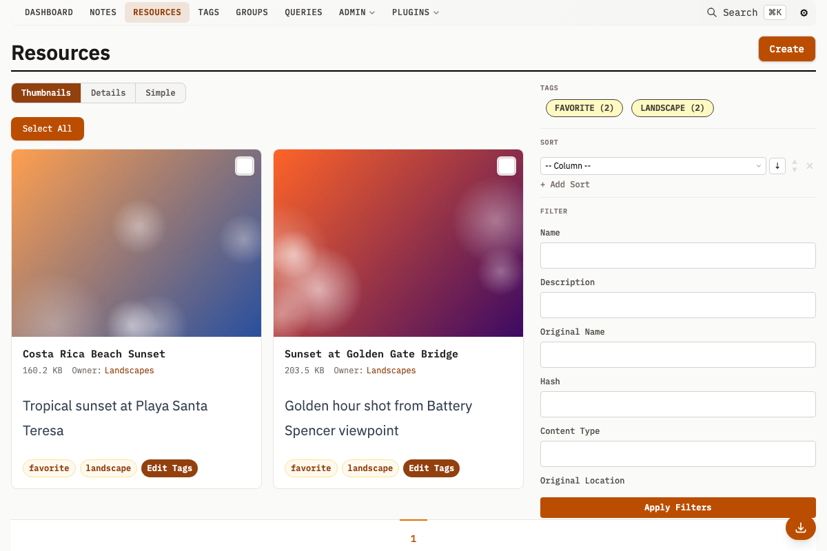 Filtered resource search results